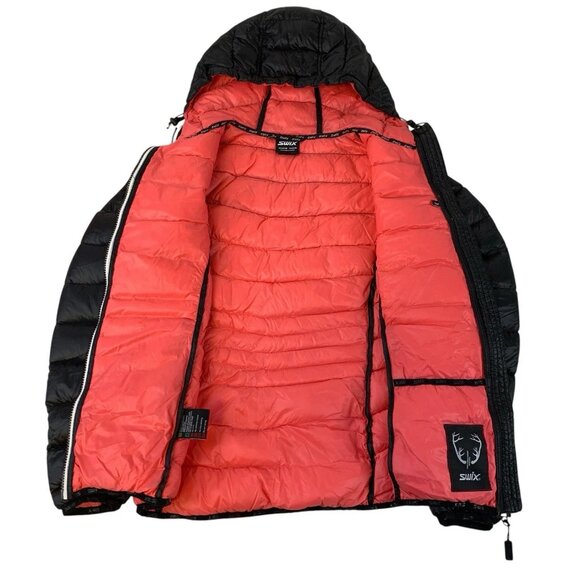 Swix Down Feather Hooded Puffer Jacket Size XS Quilted Full Zip Colorblock - Picture 4 of 13